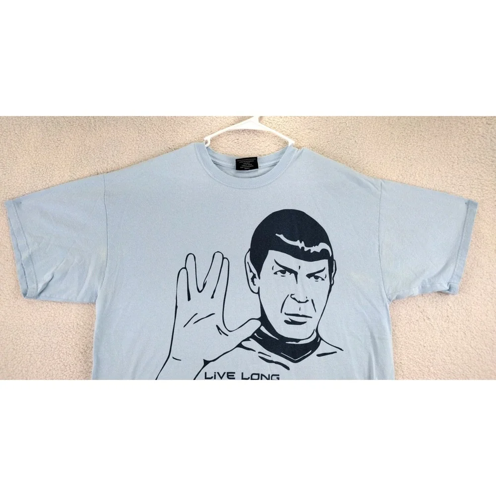 Steve & Barrys Star Trek Spock Live Long and‎ Prosper T Shirt Mens XL Light Blue